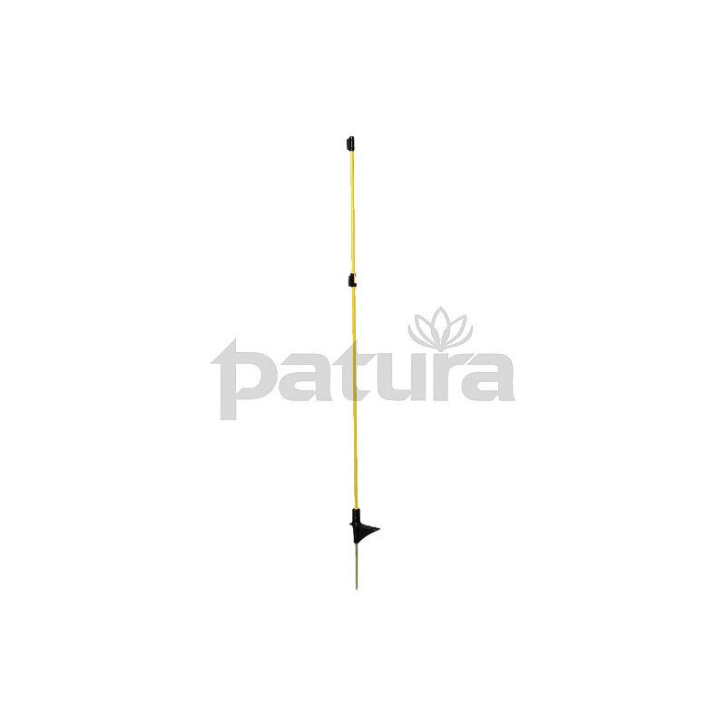 Patura Glasfiberpfahl 1,60 m mit Metallspitze, Trittstufe und 2 Isolatoren (10er Pack)