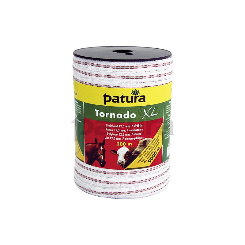 Patura Weidezaunband Tornado XL 12,5 mm in weiß / rot, 200 m