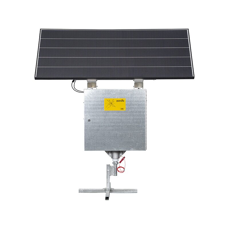 Weidezaungerät P 4500 mit 100 W Solarmodul, XL Sicherheitsbox, Erdstab, Fuß - Patura